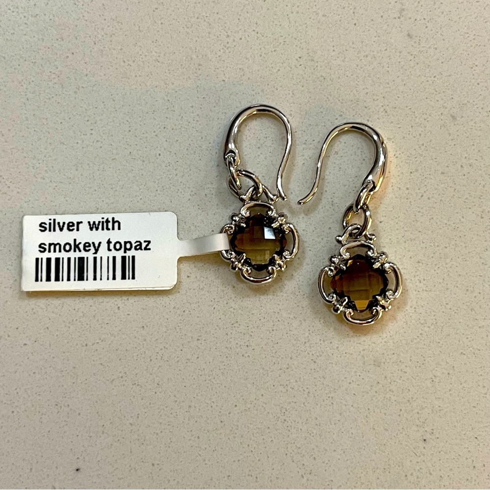 Sterling silver 925 Gabriel & Co. Smokey topaz earrings with euro wires